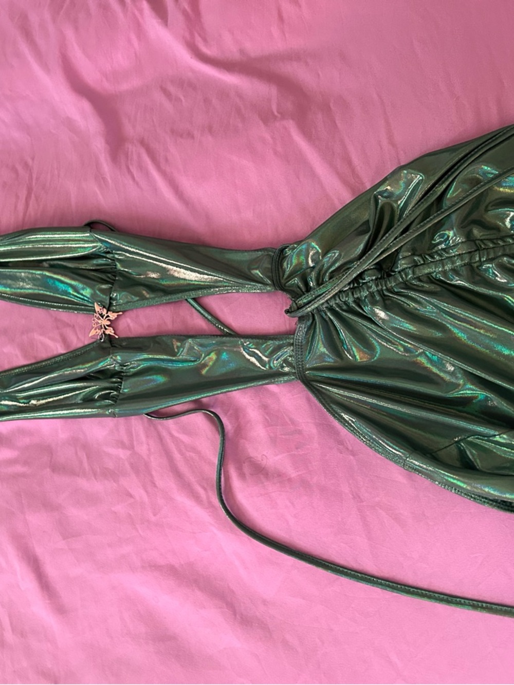 SHEIN Metallic Green Iridescent Jumpsuit